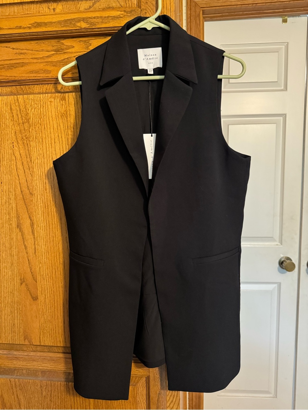 Maison d’Amelie Paris Sleeveless Black Blazer Vest Jacket S New